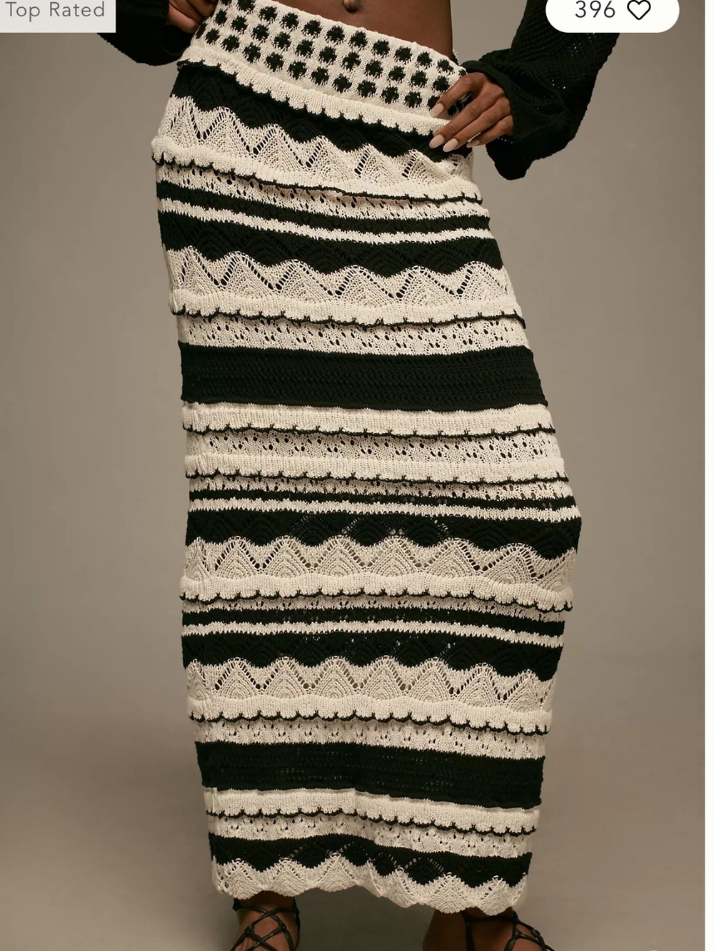 Anthropologie Black and White Crochet Maxi Skirt